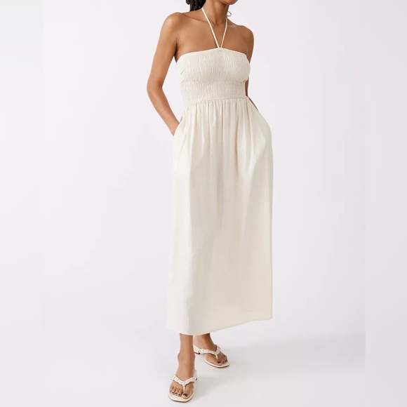 Urban Renewal Eco Linen Smocked Convertible Halter Tube Maxi Dress - Picture 6 of 10